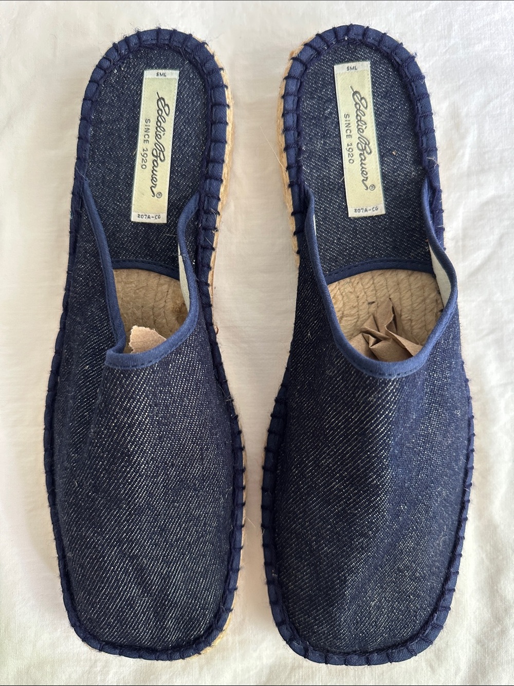Eddie Bauer Espadrille Flats Size 11 Navy Denim Slip On Coastal Casual